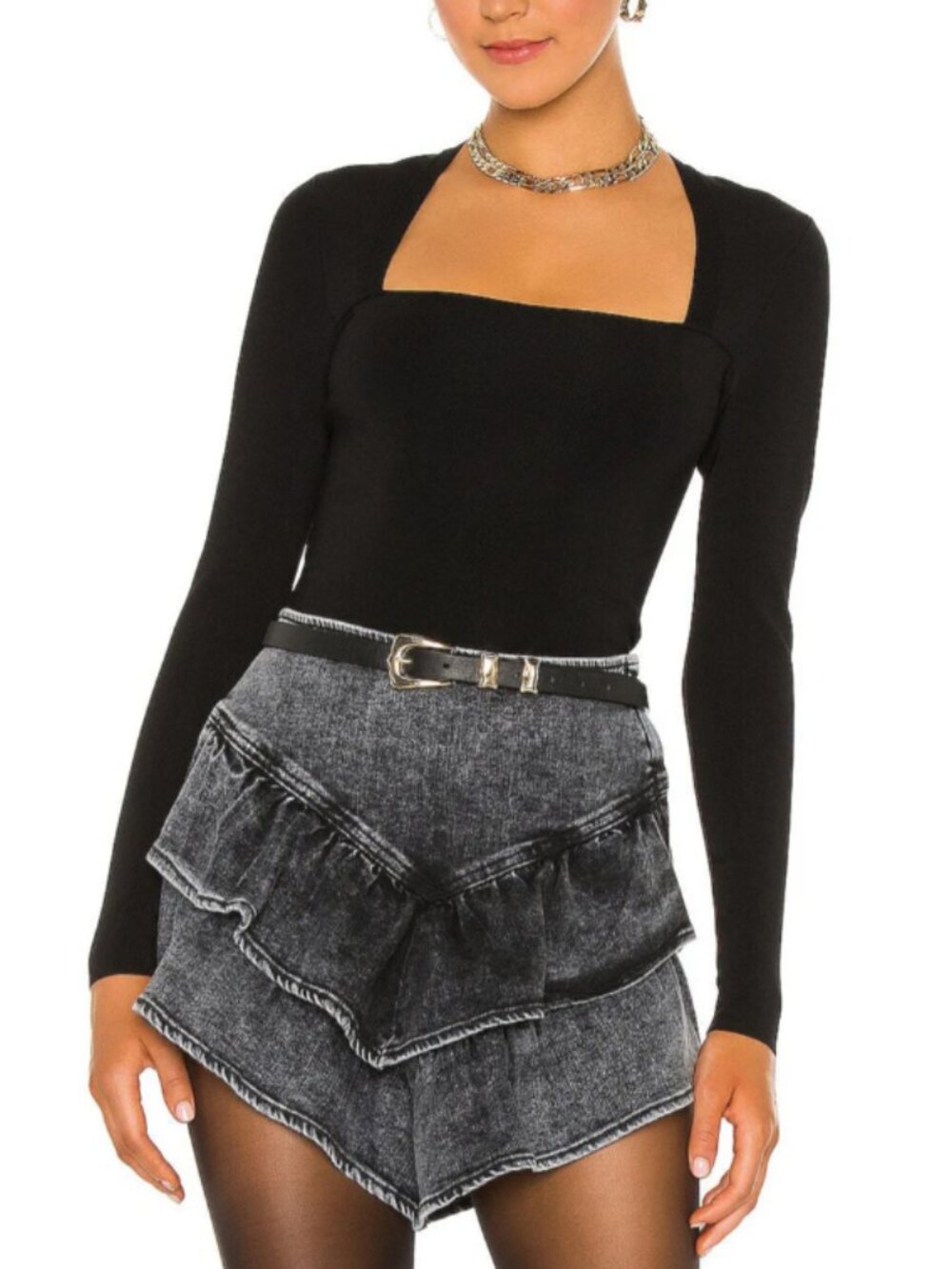 Alice + Olivia Black Ricarda Cut Out Long Sleeve Ponte Top Size XS